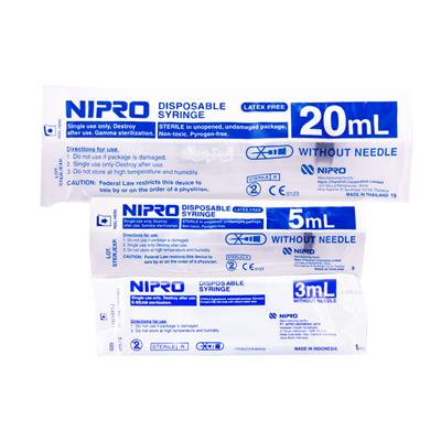 Nipro Disposable syringe for birds , rabbits , cats , dog. (3ml. , 5ml. , 20ml.)