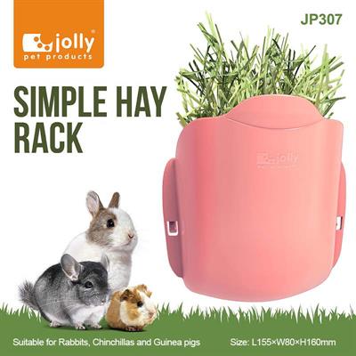 Jolly Simple Hay Rack Curved design  for Rabbits, Chinchillas, Guinea pigs (Pink)  (JP307)