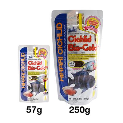 Hikari Cichlid Bio-Gold+, A Daily Diet For Carnivorous Cichlids and Larger Tropical FIsh, Floating Type, mini pellet (57g, 250g)