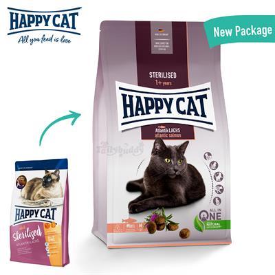 Happy Cat Adult Sterilised อาหารแมวโต สูตรแมวทำหมันแล้ว ควบคุมน้ำหนัก รสชาติิอร่อย (1.4kg, 4kg, 10kg)