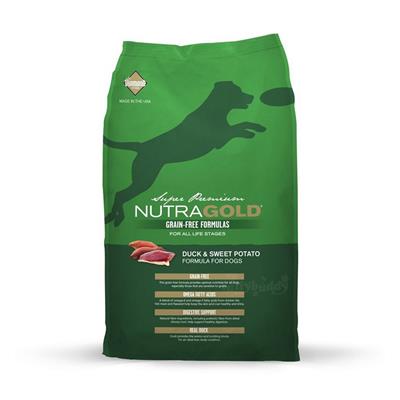 Nutra Gold โฮลิสติก (GRAIN-FREE) สูตรเป็ดและมันหวาน เสริมสร้างกล้ามเนื้อ (2.25kg, 13.60kg)