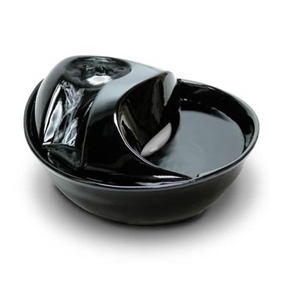 Pioneer Pet Durable Ceramic Drinking Fountain & Raindrop (Black) (60oz/1.77L)