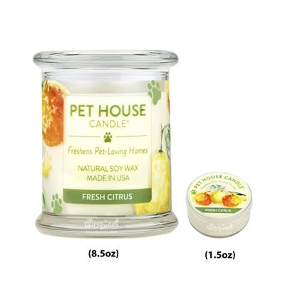 Pet House Candle (Fresh Citrus) Natural Soy Wax, eliminate pet odors