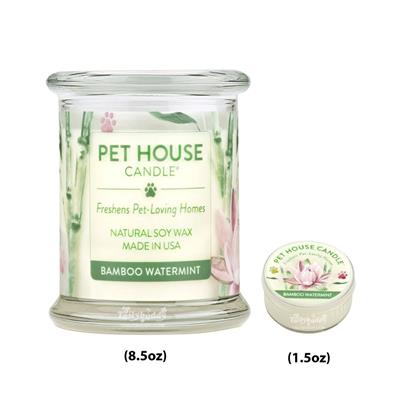 Pet House Candle (Bamboo Watermint) Natural Soy Wax, eliminate pet odors