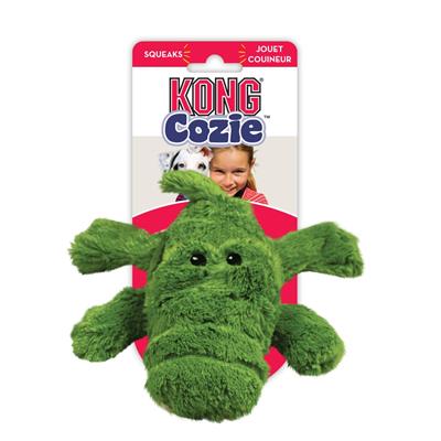 KONG Cozie Ali Alligator - soft and luxuriously cuddly plush dog toy great for snuggle time comfort (S, M)