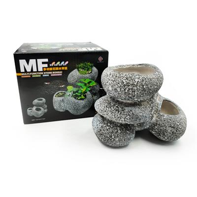 MF Multi-Function Stone-Bonsai ceramic pot for plant aquatic plant or fish and shrimp breeder, shelter