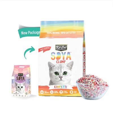 Kit Cat Soya Clump - Confetti 100% Natural Eco-Friendly Soybean(Tofu) Cat Litter (7L)