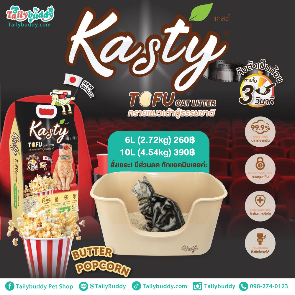 Kasty Tofu cat litter, Popcorn Scent