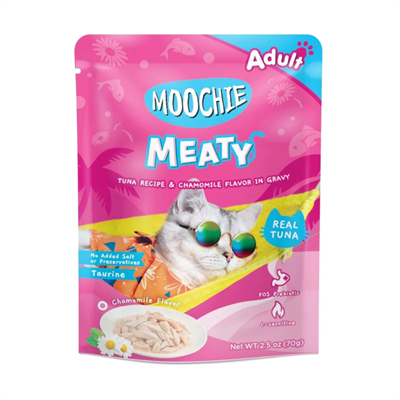 Moochie Meaty อาหารเปียกแมวเนื้อทูน่าแท้ สูตร ทูน่าในเกรวี่ (70g)
