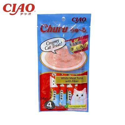 CIAO ชูหรุ ขนมแมวเลีย รสปลาทูน่าเนื้อขาวผสมไฟเบอร์ (4 ซอง/แพ็ค) (SC-101)