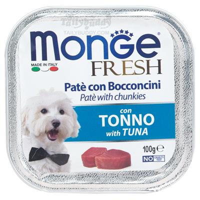 Monge brand dogfood-pate and chunkies with tuna