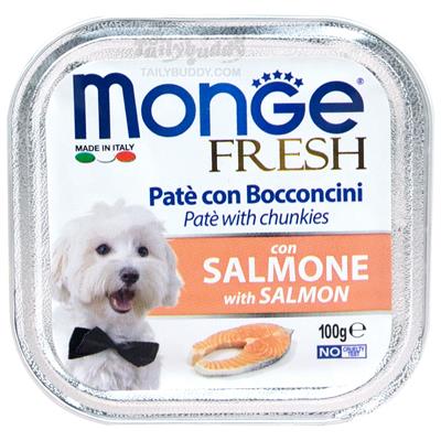 Monge brand dogfood-pate and chunkies with salmon