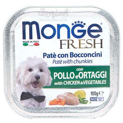 Monge brand dogfood-pate and chunkies with chicken and vegetables (100 g)