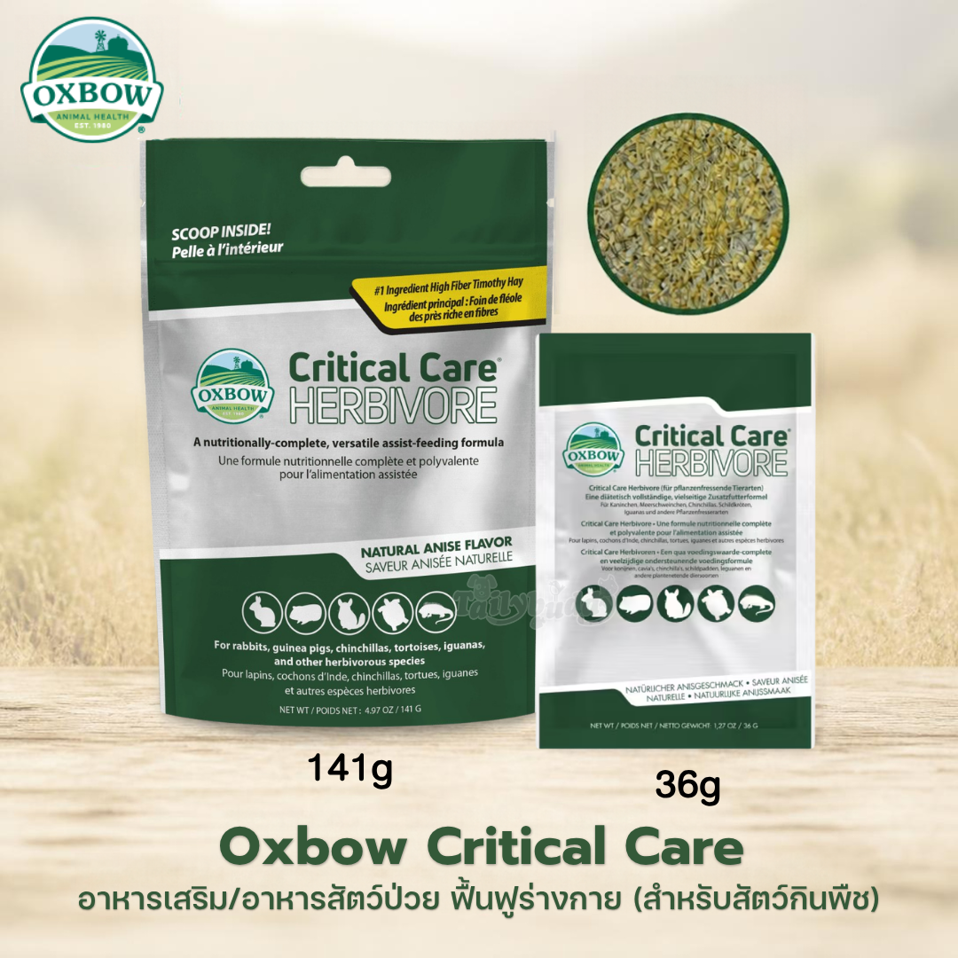 Oxbow Critical Care Herbivore อาหารเสริม/อาหารสัตว์ป่วย ฟื้นฟูร่างกาย สำหรับกระต่าย แกสบี้ ชินชิลา เต่า อีกัวน่า และสัตว์กินพืชอื่นๆ