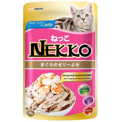 Nekko Cat in jelly Tuna Topping Shrimp and Scallop (70g.)