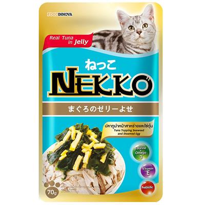 Nekko Cat in jelly  Tuna Topping Seaweed and Steamed Egg (70g.)