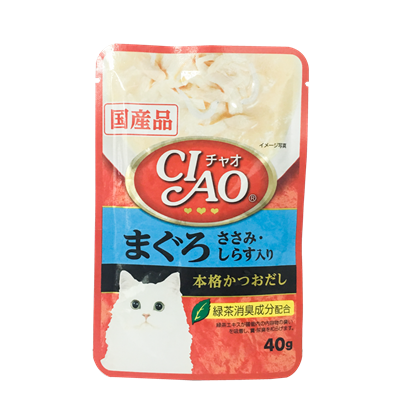 CIAO Tuna Maguro Wet Food for Adult Cat with Chicken and Japanese rice fish (40g) (IC-202)