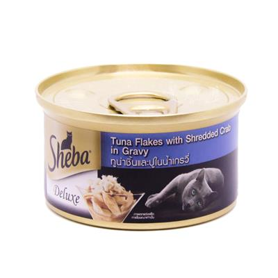 Sheba Deluxe Tuna Flakes with shredded crab in gravy (85g)