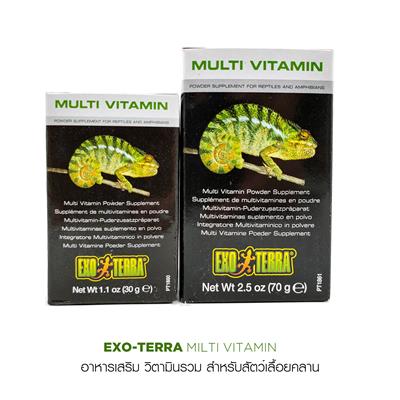 Exo Terra Multi Vitamin อาหารเสริม วิตามินรวม สำหรับสัตว์เลื้อนคลานและสัตว์ครึ่งบกครึ่งน้ำ  (30g, 70g)