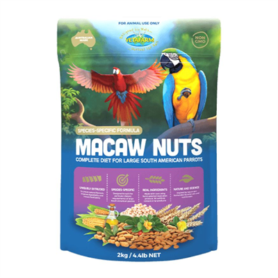 (Pre-Order) Vetafarm Macaw Nuts อาหารนกมาคอว์ หรือ นกแก้วขนาดใหญ่ เพิ่มถั่วเพื่อความน่ากิน สารอาหารสมบูรณ์ยิ่งในช่วงเพาะพันธุ์ (2kg)
