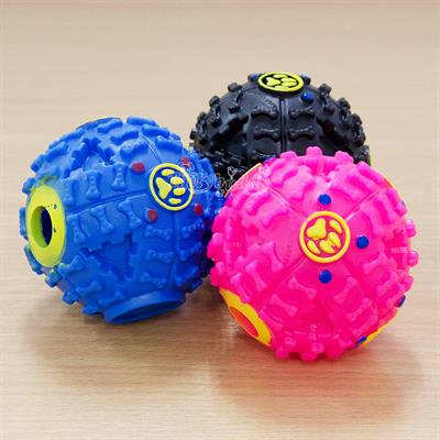 ลูกบอล 3IN1 ของเล่นกัดแทะ, ใส่อาหารฝึกIQ และมีเสียงแก้เหงาเมื่อกลิ้ง (ไซส์ใหญ่) (คละสี)