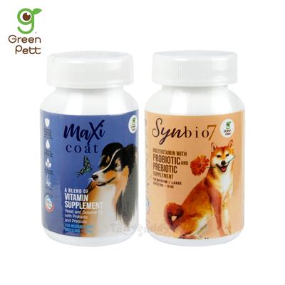 Green Pett ชุดคู่ MaxiCoat+Synbio อาหารเสริมบำรุงขนและเสริมระบบย่อย สุนัขพันธุ์กลาง/ใหญ่ น้ำหนักเกิน 10 กก (40เม็ดx2กระป๋อง)