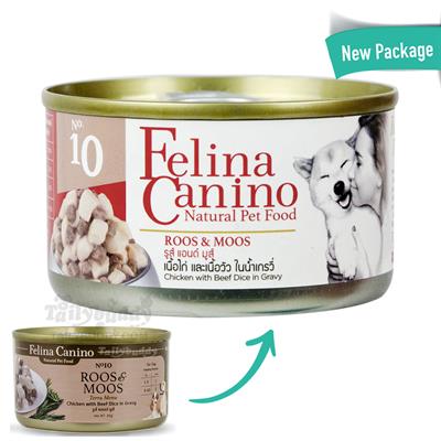 Felina Canino wet food for dogs Roos&Moos, Chicken with Beef Dice in Gravy (85g)