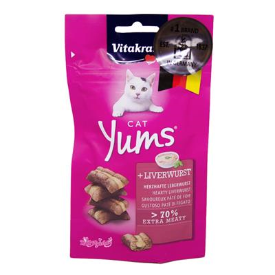 Vitakraft  Cat Yums ขนมแมว สูตรไส้กรอกตับ เนื้อนุ่มชุ่มอร่อย ปริมาณเนื้อสัตว์มากกว่า 70% (40g)