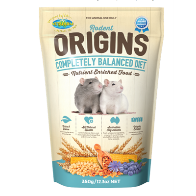 Vetafarm Origins Rodent อาหารหนูดัมโบ้แรท หนูไมซ์ เกรดพรีเมี่ยม สูตรธรรมชาติ ดีต่อสุขภาพ และระบบย่อย