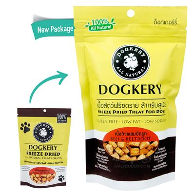 DOGKERY ฟรีซดราย เนื้อวัวผสมบีทรูธ ขนมสุนัข บำรุงหัวใจ/เลือด ทานได้แม้สุนัขแพ้ง่าย (30g)