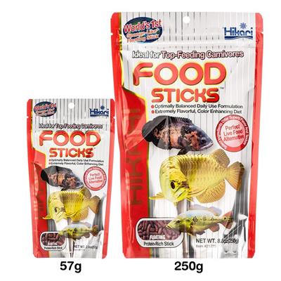 Hikari Food Sticks อาหารปลา ฮิคาริ สูตรโปรตีนสูงสำหรับปลาอโรวาน่า และปลากินเนื้อ แบบลอย (57g, 250g)