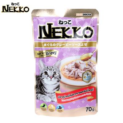 NEKKO CAT Tuna Sea Bream เน็กโกะ อาหารเปียกแมว ปลาทูน่าหน้าปลาทรายแดง ในน้ำเกรวี่ เพิ่มความอร่อยด้วยน้ำเกรวี่สูตรพิเศษ (70g)