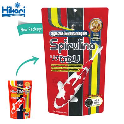 Hikari Spirulina, A Superior Color-Enhancing, Supplemental Diet For Koi, Floating Type, mini pellet 500g