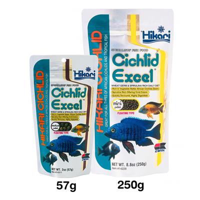 Hikari Cichlid Excel Floating ฮิคาริอาหารปลาหมอสีมาลาวี ชนิดลอยน้ำ สูตรเร่งสี  เม็ดขนาดเล็ก (57g, 250g)