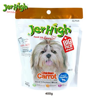 Jerhigh Chicken Carrot Big Pack เจอร์ไฮ สติ๊ก (รสแครอท) ขนมสุนัขแบบแท่งนิ่ม เพื่อสุขภาพ แพ็คสุดคุ้ม มีซิปล็อค (400g.)