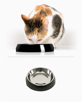 Catit Cat Feeding Single Dish stainless-stell, Durable with non-skid feet (Black) (200ml)
