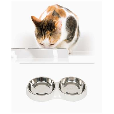 Catit Cat Feeding Double Dish for wet and dry food (White) (2x200ml)