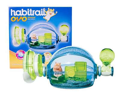 Habitrail OVO Home - Blue Edition กรงหนูแฮมสเตอร์ รุ่นอบอุ่นดังบ้าน อุปกรณ์ครบ วงล้อขนาดใหญ่ (19cm)