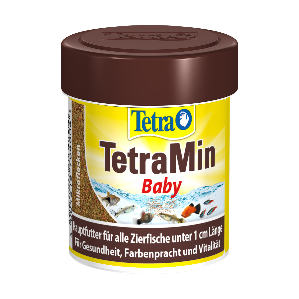 TetraMin Baby อาหารสำหรับลูกปลาชนิดผงละเอียดซึ่งเหมาะสมกับขนาดปากลูกปลามีปริมาณโปรตีนสูง (30g/66ml)