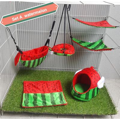 KPS  Watermelon Set A Softy bed&toys for Sugar Glider (6 pieces)