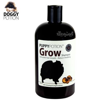 Puppy Potion สูตร Grow  แชมพูสุนัข สารสกัดจากโสม ลดขนร่วง ฟื้นฟูรากขนและเร่งให้ขนยาวเร็ว (500ml)