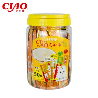 CIAO ชูหรุ กระปุก ขนมครีมแมวเลีย รวมรสไก่ (14g x50ชิ้น) (TSC-12T)