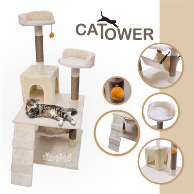 Cat Tree for Cat Scratch an Play, Medium Size (Cream) (M13)