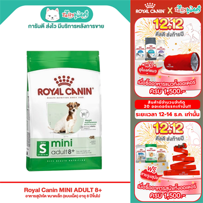 Royal Canin MINI ADULT 8+ อาหารสุนัขโต ขนาดเล็ก (แบบเม็ด) อายุ 8 ปีขึ้นไป ( 2 kg , 8 kg )