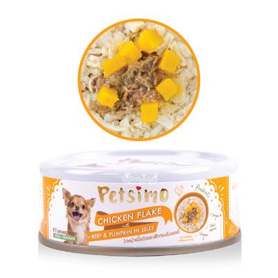 Petsimo Dog food Chicken flake beef & Pumpkin in jelly, Premium real fresh meat (85g)