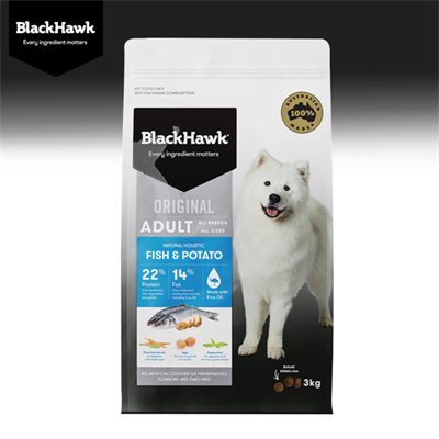 BlackHawk (Original) Fish & Potato อาหารสุนัข โฮลิสติก สูตรปลาและมันฝรั่ง บำรุงผิวหนังและขน (3kg, 10kg, 20kg)