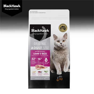 BlackHawk Cat Adult (Original) Lamb & Rice อาหารแมวโตโฮลิสติก สูตรแกะออสเตรเลียและข้าว เสริมสร้างกล้ามเนื้อ
