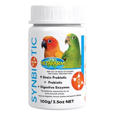 Vetafarm Avian Synbiotic ซินไบโอติก อาหารเสริมช่วยย่อยอาหาร เพิ่มภูมิต้านทาน ในนก (100g)