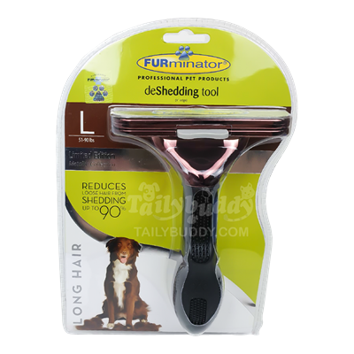 FURminator Long Hair Dog deShedding Tool, Reduces shedding up to 90% (Metallic Limited Edition)  (Size L)