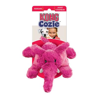 Kong Cozie Elmer Elephant - big pink elephant soft and luxuriously cuddly plush dog toy great for snuggle time comfort